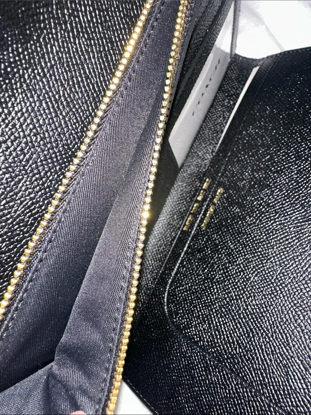 Coach Black Leather Envelope Wristlet Clutch with Gold Logo